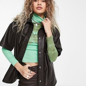 NWT Topshop Black Short Sleeve Shirt Jacket